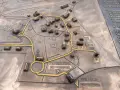 Mapa reliefowa Muzeum Wsi Lubelskiej z zaznaczoną trasą zwiedzania i punktem "Tu jesteś".