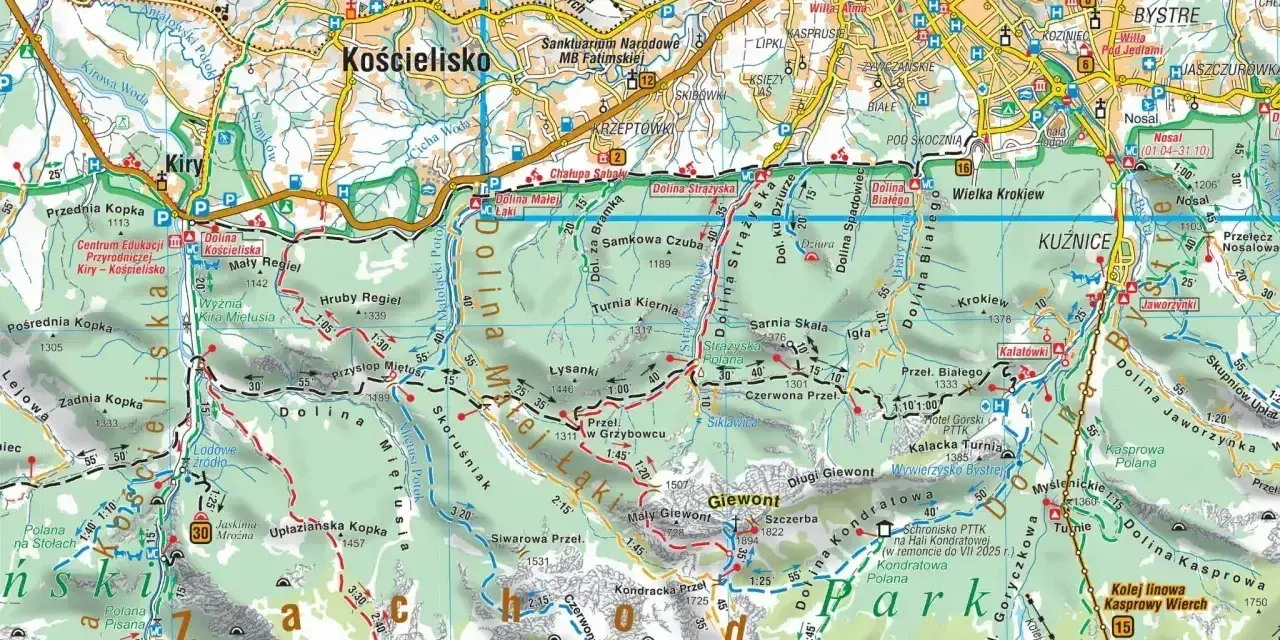 Mapa Tatr Zachodnich: Zakopane, Kościelisko, Giewont. Idealne miejsce na lato w górach.